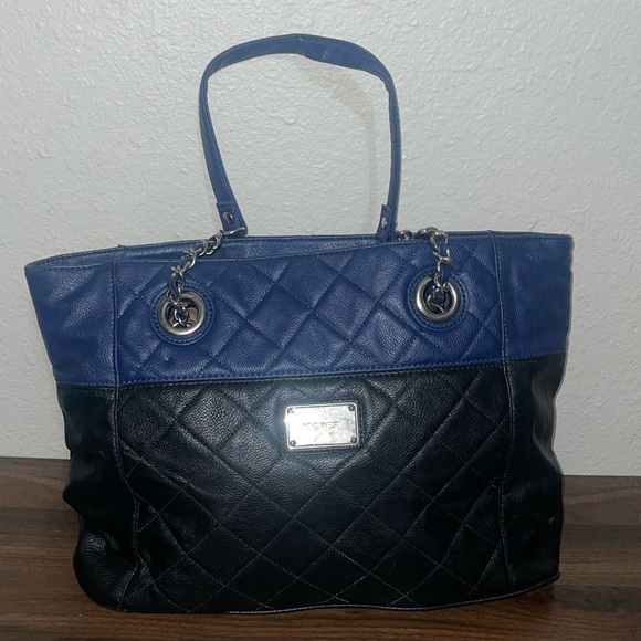 Nine West Blue and Black Quilted Handbag - Picture 1 of 8